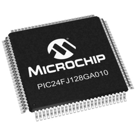 Microchip Microcontrolador PIC24FJ128GA010-I/PT, Núcleo PIC De 16bit, RAM 8 KB, 32MHZ, TQFP De 100 Pines