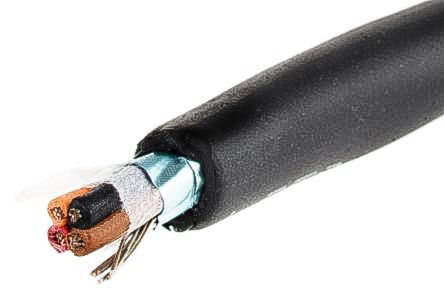 Alpha Wire Xtra-Guard 2 Control Cable, 4 Cores, 0.56 Mm², Screened, 30m, Black PE Sheath, 20 AWG