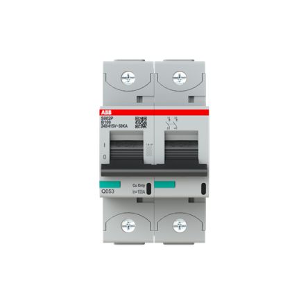 ABB Interruptor Automático 2P, 100A, Curva Tipo B, Poder De Corte 36 KA S802P-B100, Altas Prestaciones, Montaje En Carril