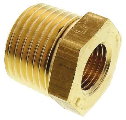 Legris Brass Pipe Fitting, Straight Threaded Reducer, Male R 1/2in To Female G 1/4in
