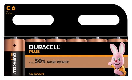 Duracell Pilas C Alcalina, Plus Power, 1.5V, 7.75Ah, Terminación