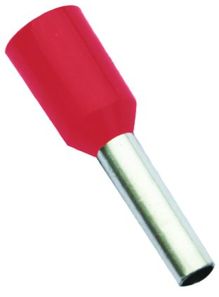 RS PRO Aderendhülsen Bis 1mm², Stift ø 1.7mm, Rot, Nylon, 8mm, 14.5mm, Isoliert, 18AWG Max.