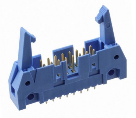 TE Connectivity AMP-LATCH Series Straight Through Hole PCB Header, 16 Contact(s), 2.54mm Pitch, 2 Row(s), Shrouded