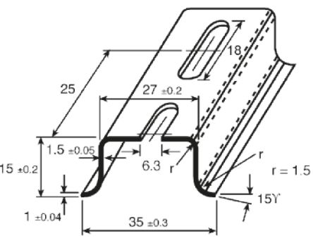 DIN rail dimensional drawing