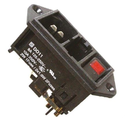 Schurter Connecteur IEC Mâle C14, Montage Panneau, 10A, 2 Fusibles