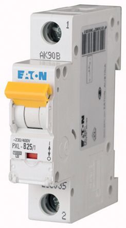 Eaton PXL, S200 MCB Leitungsschutzschalter Typ B, 1-polig 25A 400V, Abschaltvermögen 10 KA XPole DIN-Schienen-Montage