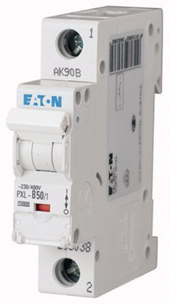 Eaton Interruptor Automático 1P, 50A, Curva Tipo C, Poder De Corte 10 KA, XPole, Montaje En Carril DIN