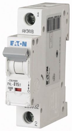 Eaton PXL, S200 MCB Leitungsschutzschalter Typ D, 1-polig 15A 400V, Abschaltvermögen 10 KA XPole DIN-Schienen-Montage