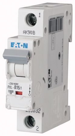 Eaton PXL, S200 MCB Leitungsschutzschalter Typ B, 1-polig 15A 400V, Abschaltvermögen 10 KA XPole DIN-Schienen-Montage