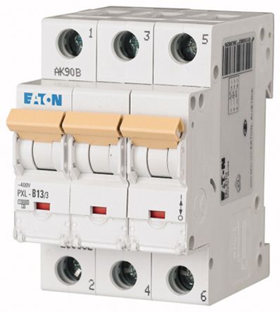 Eaton PXL, S200 MCB Leitungsschutzschalter Typ D, 3-polig 13A 400V, Abschaltvermögen 10 KA XPole DIN-Schienen-Montage