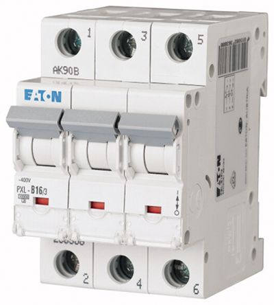 Eaton PXL, S200 MCB Leitungsschutzschalter Typ D, 3-polig 16A 400V, Abschaltvermögen 10 KA XPole DIN-Schienen-Montage