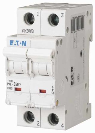 Eaton PXL, S200 MCB Leitungsschutzschalter Typ C, 2-polig 50A 400V, Abschaltvermögen 10 KA XPole DIN-Schienen-Montage