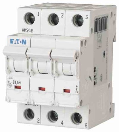 Eaton PXL, S200 MCB Leitungsschutzschalter Typ C, 3-polig 500mA 400V, Abschaltvermögen 10 KA XPole DIN-Schienen-Montage