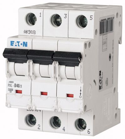 Eaton PXL, S200 MCB Leitungsschutzschalter Typ B, 3-polig 40A 400V, Abschaltvermögen 10 KA XPole DIN-Schienen-Montage