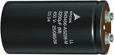 EPCOS B43580, Schraub Aluminium-Elektrolyt Kondensator 4700μF ±20% / 350V Dc, Ø 76.9mm X 105.7mm, Bis 105°C
