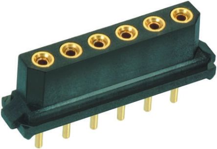 HARWIN Conector Hembra Para PCB, De 5 Vías En 1 Fila, Paso 2mm, 120 V, 12A, Montaje En Orificio Pasante, Para Soldar