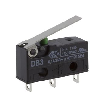 ZF Mikroschalter Kurzer Hebel-Betätiger Lötanschluss, 100 MA @ 30 V Dc, SPDT 0,59 N -40°C - +120°C