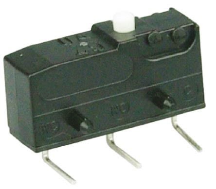 ZF Mikroschalter Knopf-Betätiger Lötanschluss, 6 A @ 250 V Ac, SPDT 1,47 N -40°C - +120°C