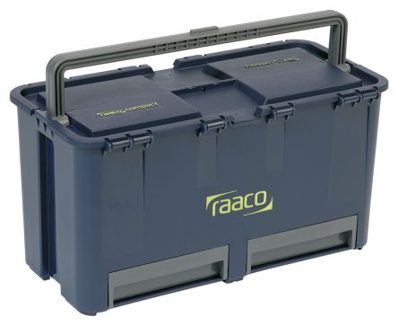 Raaco Kunststoff Werkzeugbox Grau, 2 Schubladen, L. 425mm B. 250mm H. 425mm, 2.3kg, Vorhängeschloss
