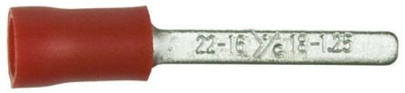 RS PRO Kabelschuh Flachstift Stecker, Isoliert, Rot, L. 17.6mm, D. 0.8mm, Nicht Ummantelt