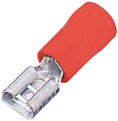 RS PRO Flachsteckhülse, Rot, Isoliert, 6.3 X 0.8mm, Buchse, 0.5mm² - 1.5mm², 22AWG Min