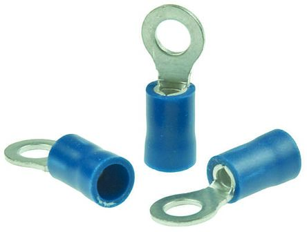 RS PRO Cosses à œillet, Isolé, Bleu, 2.5mm², M4, 8mm