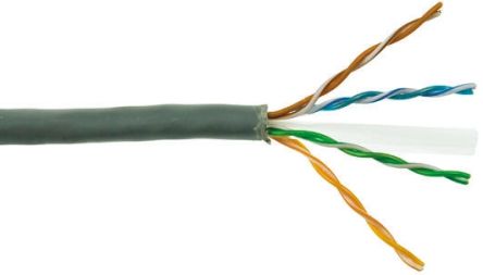 RS PRO Ethernetkabel Cat.6, 305m, Grau Verlegekabel U/UTP, Aussen ø 6mm, PVC
