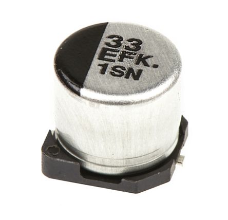 Panasonic, SMD Aluminium-Elektrolyt Kondensator 33μF ±20% / 25V Dc, Ø 6.3mm, Bis 105°C