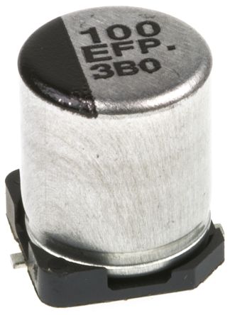 Panasonic, SMD Aluminium-Elektrolyt Kondensator 100μF ±20% / 25V Dc, Ø 6.3mm X 7.7mm, Bis 105°C