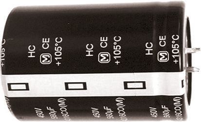 Panasonic Aluminium Electrolytic Capacitor 100μF 400V dc 22mm Through Hole HC SNAP IN Series +105°C