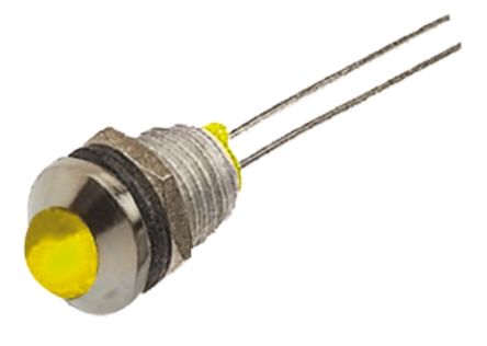 Bulgin LED Schalttafel-Anzeigelampe Gelb 2.1V Dc, Montage-Ø 8mm, Leiter