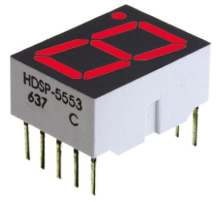 Avago Technologies Broadcom LED-Anzeige 7-Segment, Rot Zeichenbreite 7.8mm Zeichenhöhe 14.2mm THT