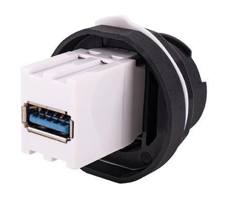 AXINDUS Straight, Panel Mount, Socket- Dual Port Type USB 3 Type A Type A IP68 USB Connector