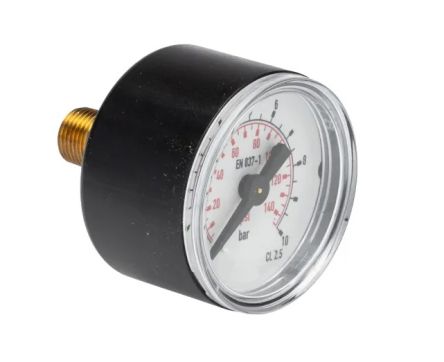 RS PRO R 1/8 Analogue Pressure Gauge 10bar Back Entry 40mm Outside Diameter