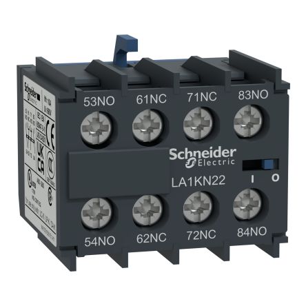 Schneider Electric LA1K Hilfskontakt 4-polig TeSys, 2 Öffner + 2 Schließer Frontmontage Mit Schraubanschluss Anschluss