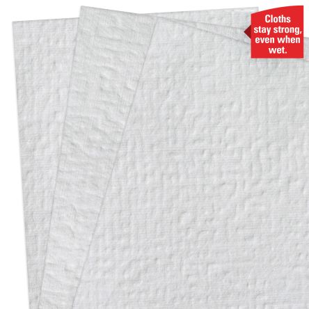 Kimberly Clark WypAll White Cloths For Medium Duty Cleaning, Dry Use, Box Of 300, 380 X 410mm, Repeat Use