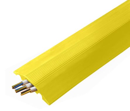 Vulcascot 减速带线槽, CableSafe系列, 1孔, 30 x 10mm孔径, 3m长x83 mm宽, 黄色