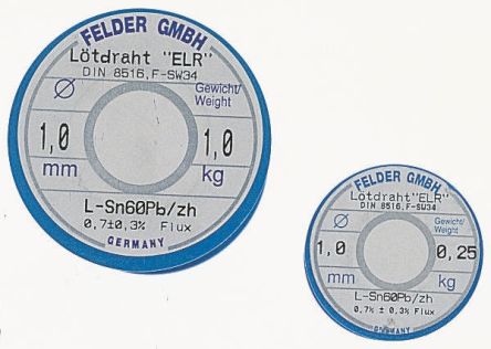 Felder Lottechnik Wire, 1mm Lead Solder, 183°C Melting Point