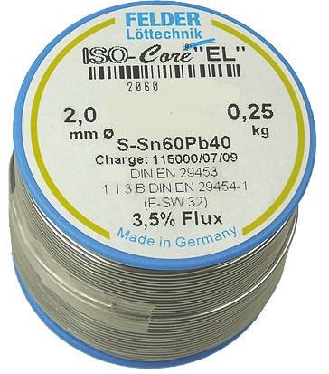 Felder Lottechnik Wire, 2mm Lead Solder, 183°C Melting Point