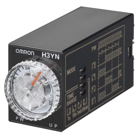 Omron H3YN Zeitrelais, Frontplattenmontage, 0.1 S → 10min, 100 → 120V Ac, 4 Kont. Multifunktion, 4