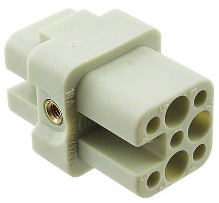HARTING Heavy Duty Power Connector Insert, 10A, Female, Han D Series, 7 Contacts
