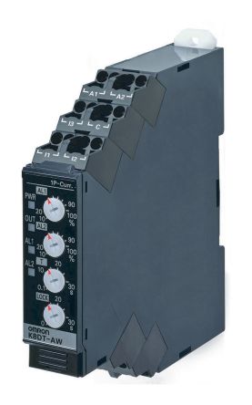 Omron K8DT-AW Überwachungsrelais 1-phasig, 1-poliger Wechsler 1A Überstrom, Unterstrom 0.1A DIN-Schienen