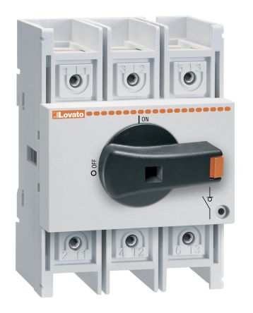 Lovato 3P Pole Isolator Switch - 125A Maximum Current, 45kW Power Rating, IP65
