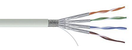 RS PRO Ethernetkabel Cat.7, 100m, Grau Verlegekabel SF/FTP, Aussen ø 8mm, PVC