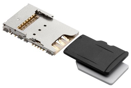 Molex Conector Para Tarjeta De Memoria Micro SIM, MicroSD De 8 Contactos, Paso 1.1 / 2.54mm, 1 Fila, Montaje Superficial