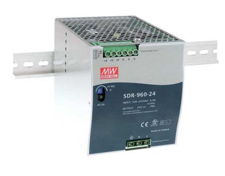 MEAN WELL SDR Switch-Mode DIN-Schienen Netzteil 960W, 180 → 264V Ac, 24V Dc / 40A