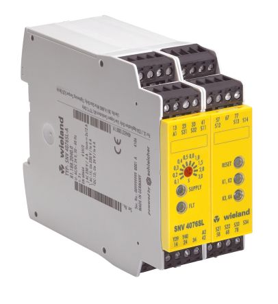 Wieland 安全继电器, SNV 4076SL系列, 24V 直流, 2通道, 适用于紧急停止， 光束/幕， 安全开关/联锁