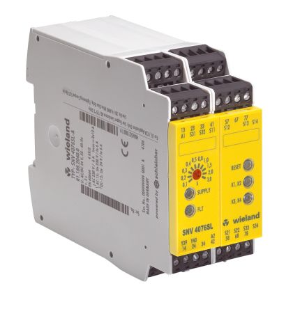 Wieland 安全继电器, SNV 4076SL系列, 24V 直流, 2通道, 适用于紧急停止， 光束/幕， 安全开关/联锁