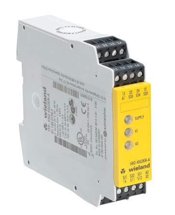 Wieland 安全继电器, SNO 4062KM系列, 24V 交流/直流, 2通道, 适用于紧急停止， 光束/幕， 安全开关/联锁