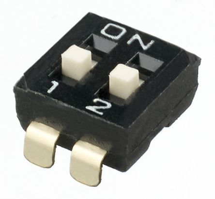 APEM DIP-Schalter Vertieft, Seitlich Oberer Hebel 2-stellig, 2-poliger Ein/Ausschalter, Kontakte Vergoldet 25 MA, Bis
